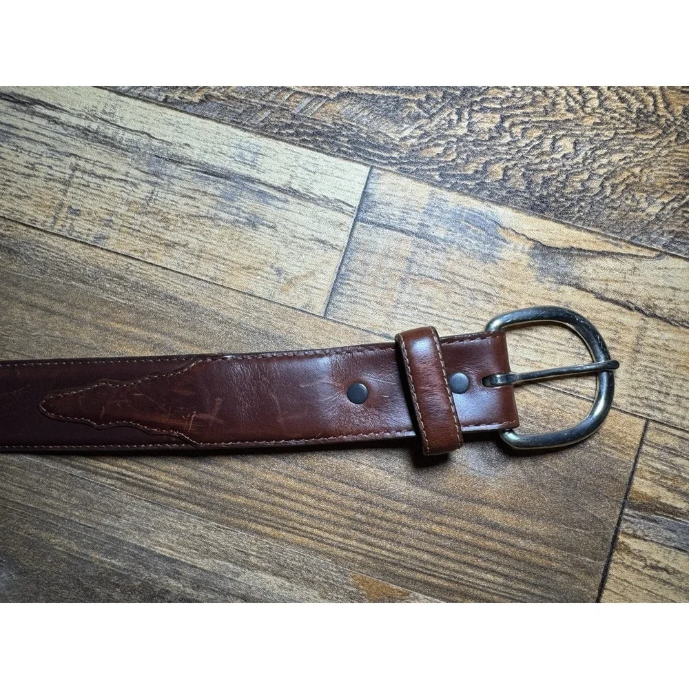 Silver Creek Size 43 Men's Genuine‎ Leather Belt Western Brown Distressed